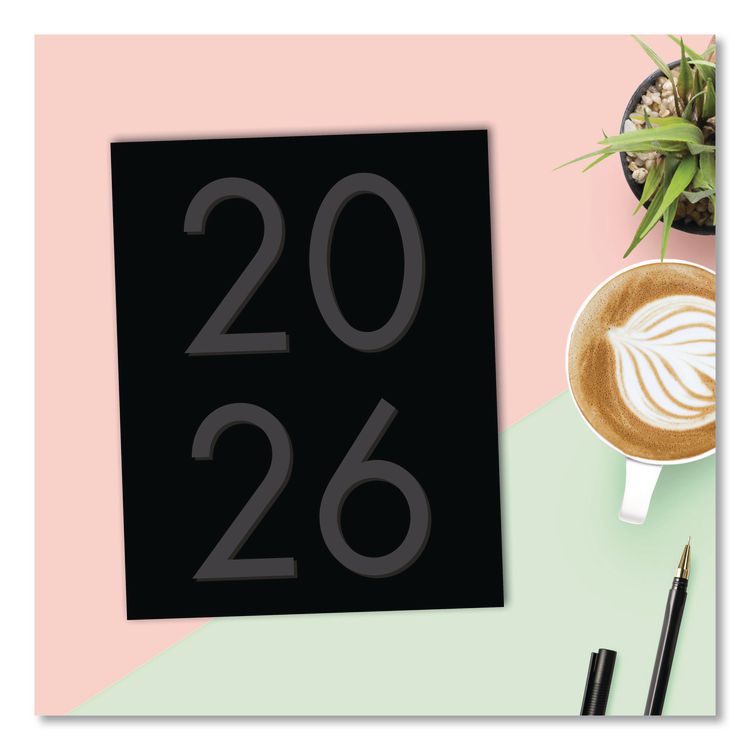 Basic Black Monthly Planner, 9.5 x 7.5, Black Cover, 12-Month (Jan to Dec): 2026