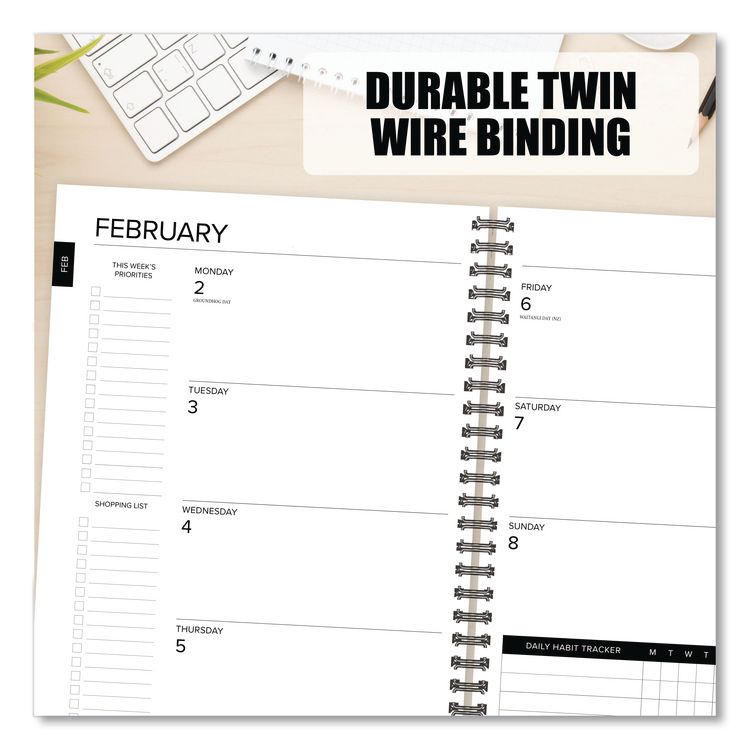 Basic Gray Weekly/Monthly Planner, 11 x 8.5, Gray Cover, 12-Month (Jan to Dec): 2026