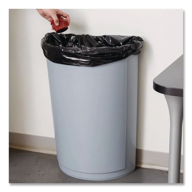 Untouchable Half-Round Plastic Receptacle, 21 gal, Plastic, Gray