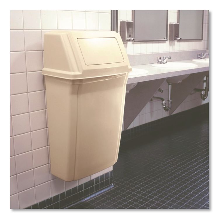 Slim Jim Wall-Mounted Container, 15 gal, Plastic, Beige