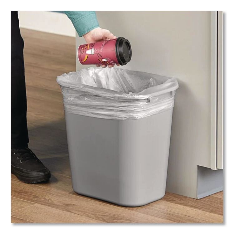 Deskside Plastic Wastebasket, 3.5 gal, Plastic, Gray
