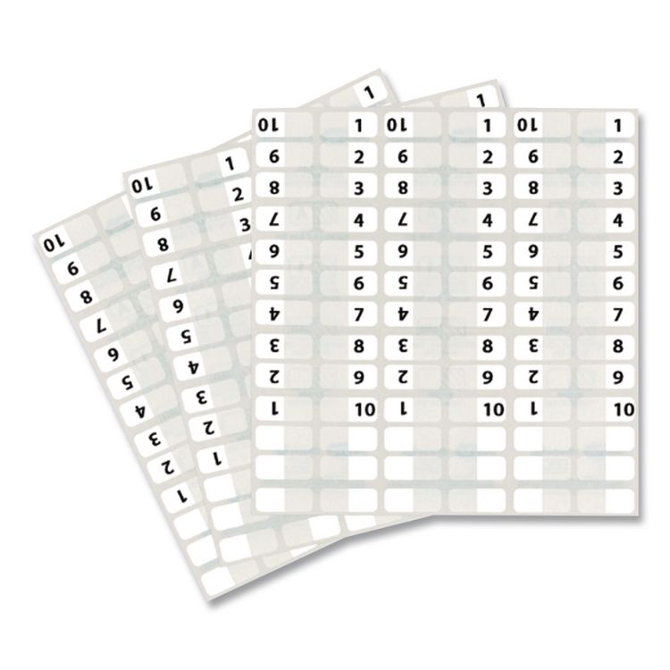 Legal Index Tabs, Preprinted Numeric: 1 to 10, 1/12-Cut, White, 0.44" Wide, 104/Pack