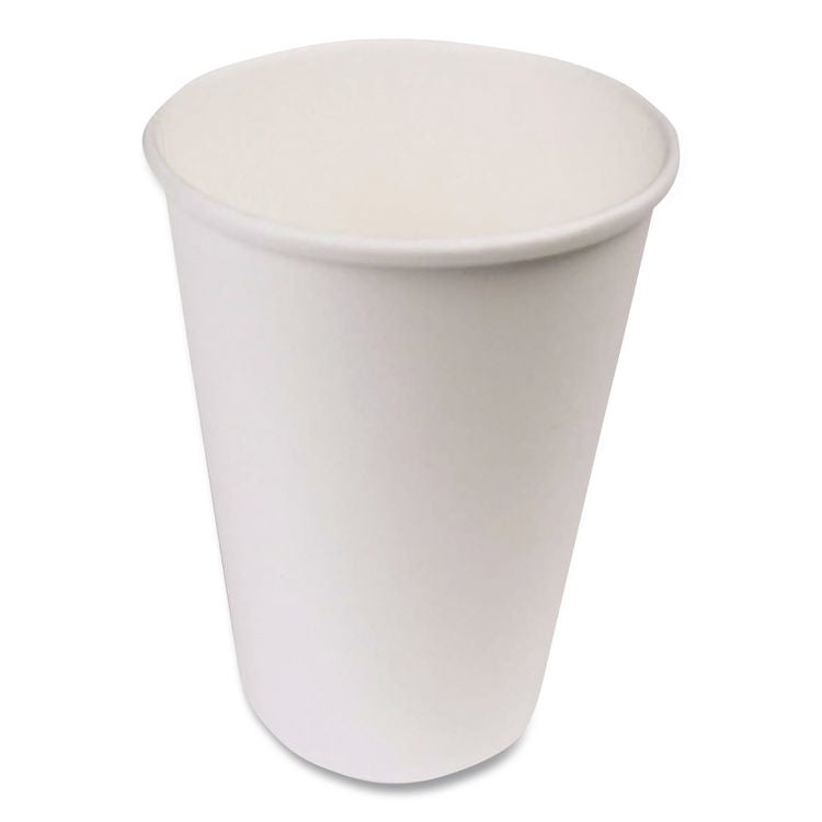 Paper Hot Cups, 16 oz, White, 50/Pack