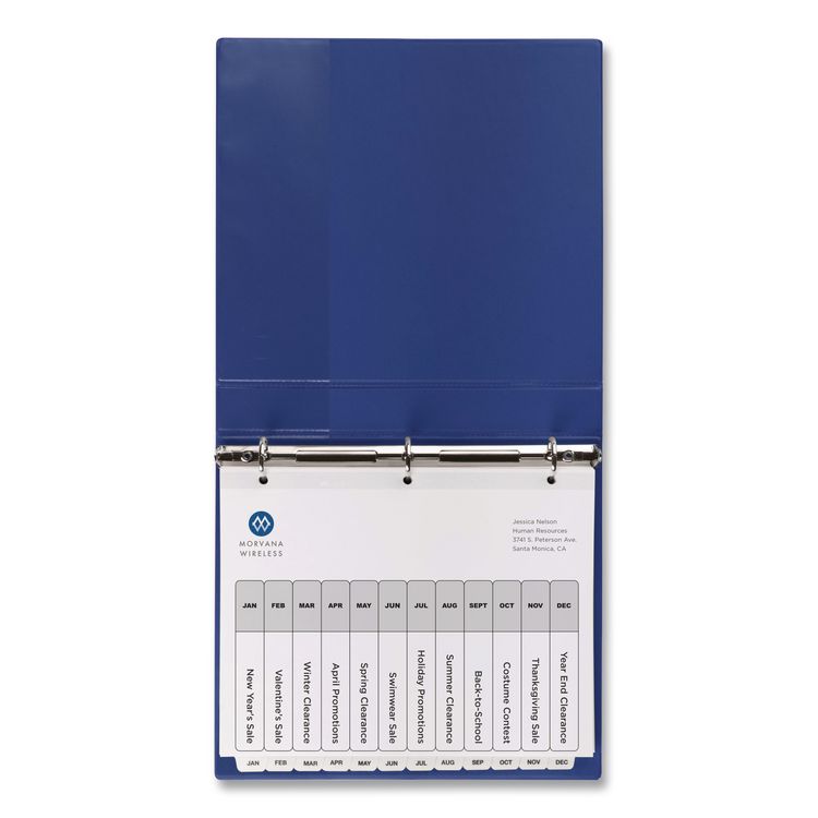 Customizable TOC Ready Index Black and White Dividers, 12-Tab, Jan. to Dec., 11 x 8.5, 1 Set