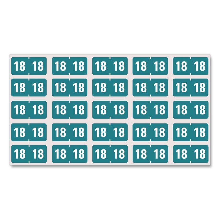 Yearly End Tab File Folder Labels, 18, 0.75 x 1.5, Teal, 500/Roll