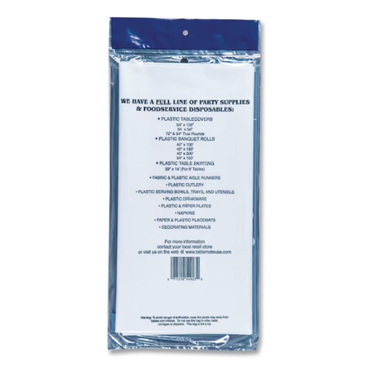 Table Set Rectangular Table Covers, Heavyweight Plastic, 54" x 108", White, 24/Carton