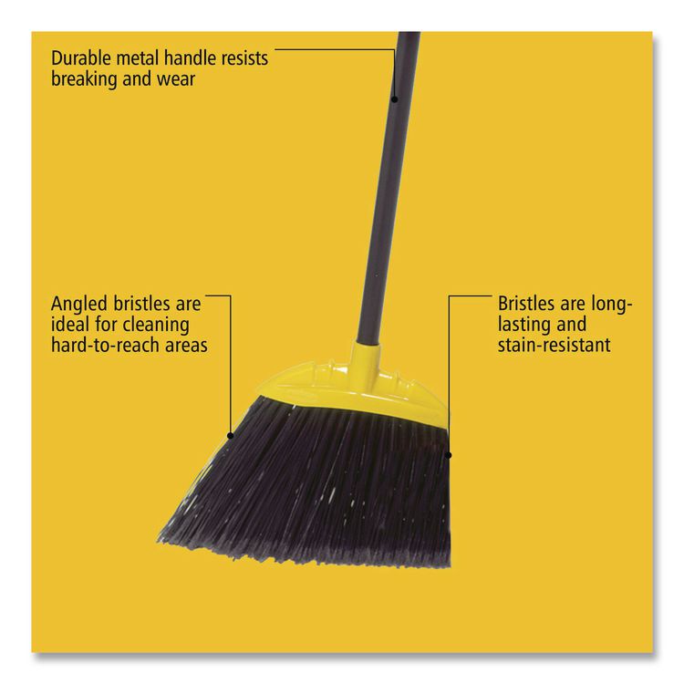 Jumbo Smooth Sweep Angled Broom, 46" Length, Black/Yellow, 6/Carton