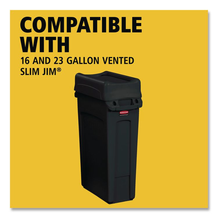 Swing Top Lid for Slim Jim Waste Containers, 11.38w x 20.5d x 5h, Black