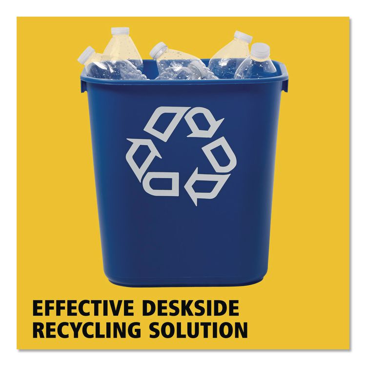 Deskside Recycling Container, Small, 13.63 qt, Plastic, Blue