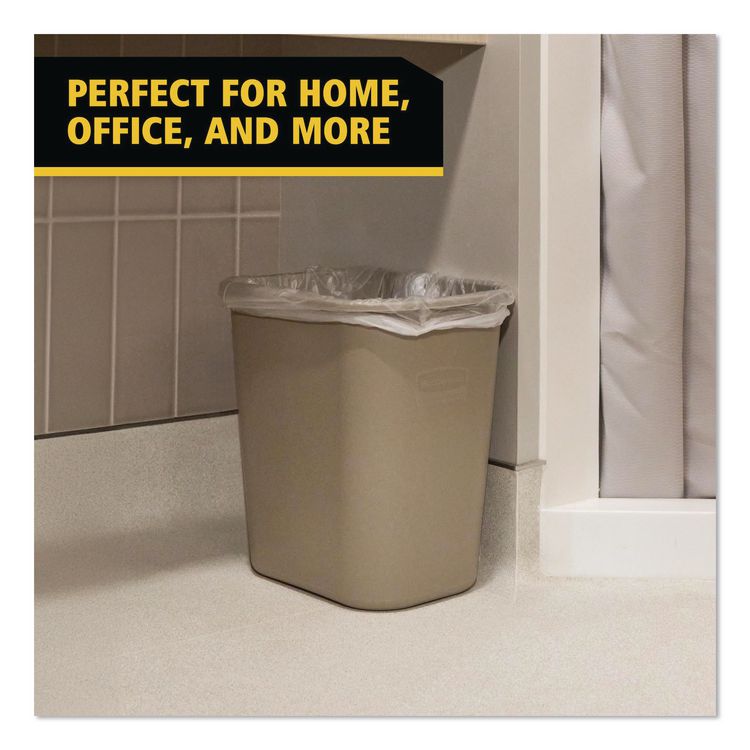Deskside Plastic Wastebasket, 7 gal, Plastic, Beige