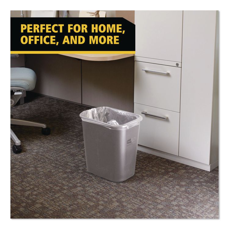 Deskside Plastic Wastebasket, 7 gal, Plastic, Gray