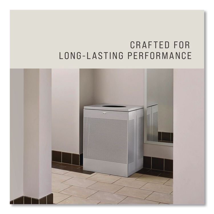 Designer Line Silhouettes Waste Receptacle, 16 gal, Steel, Silver Metallic