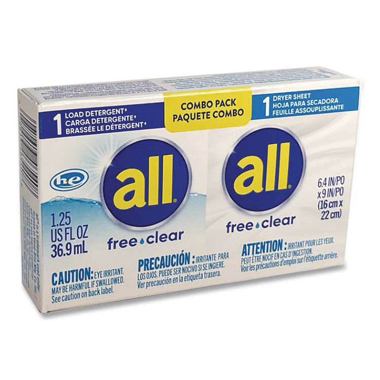 Free Clear HE Liquid Laundry Detergent/Dryer Sheet Dual Vend Pack, 100/Carton