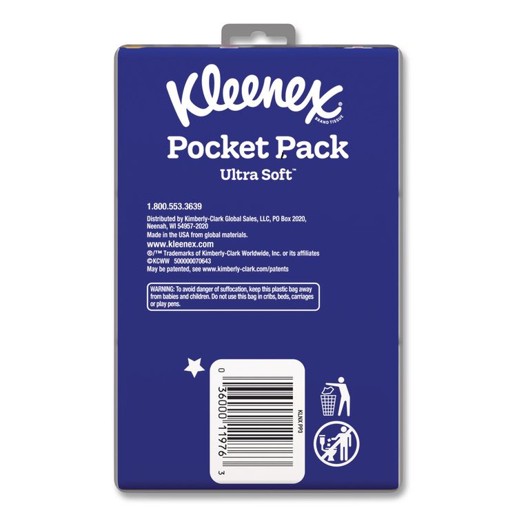 On The Go Packs Facial Tissues, 3-Ply, White, 10 Sheets/Pouch, 3 Pouches/Pack, 36 Packs/Carton