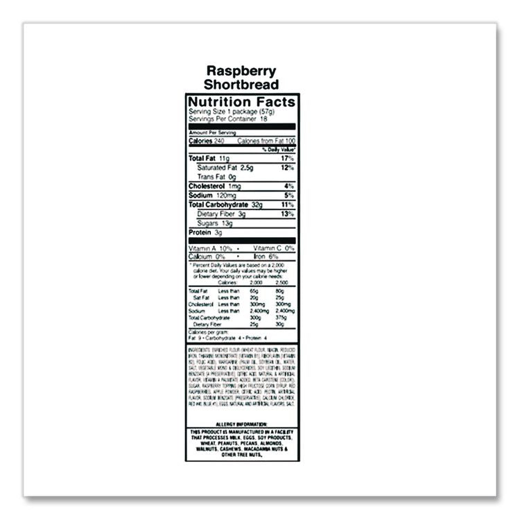 Premium Berry Jam Shortbread Cookies, Raspberry, 2 oz Pack, 36/Carton
