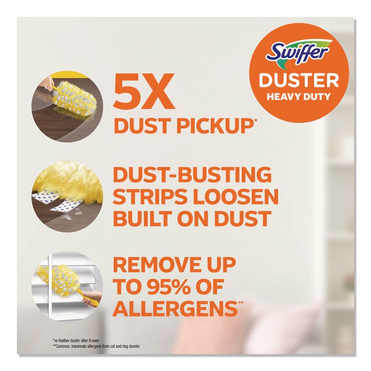 Heavy Duty Dusters Refill, Dust Lock Fiber, Unscented, Yellow, 6/Box, 4 Boxes/Carton