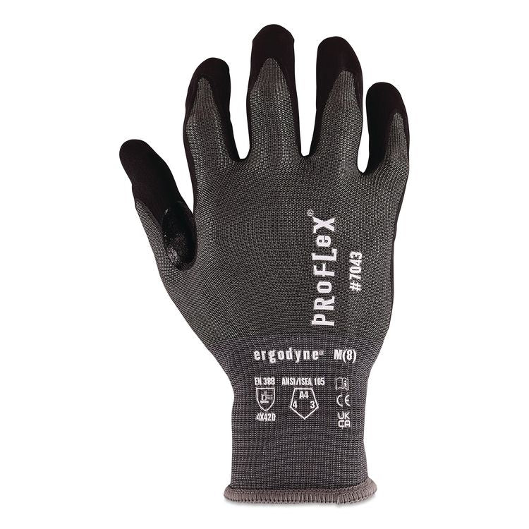 ProFlex 7043 ANSI A4 Nitrile Coated CR Gloves, EN388: 4X42D, 7.5" Long, 3X-Large (12), Gray, Pair
