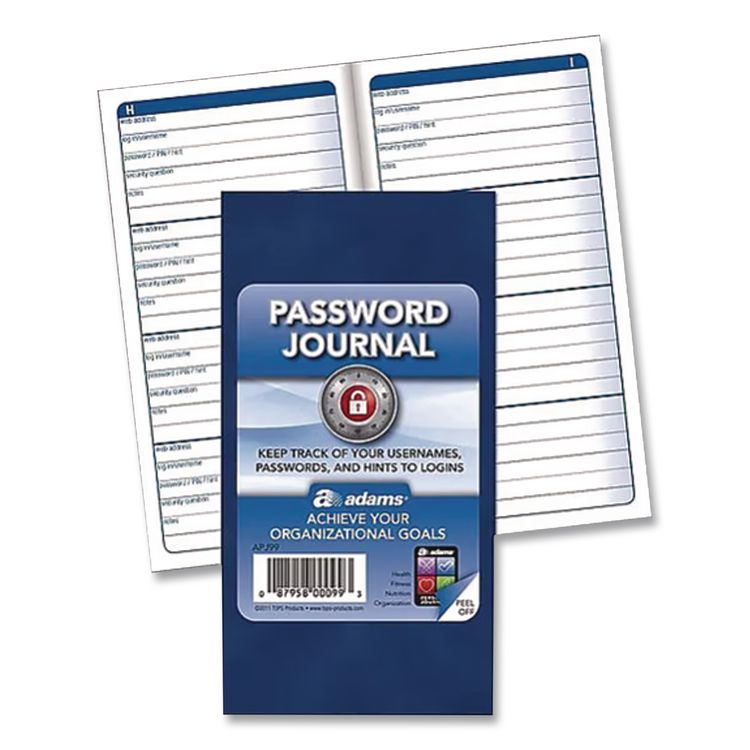 Password Journal, One-Part (No Copies), 3 x 1.5, 4 Forms/Sheet, 192 Forms Total