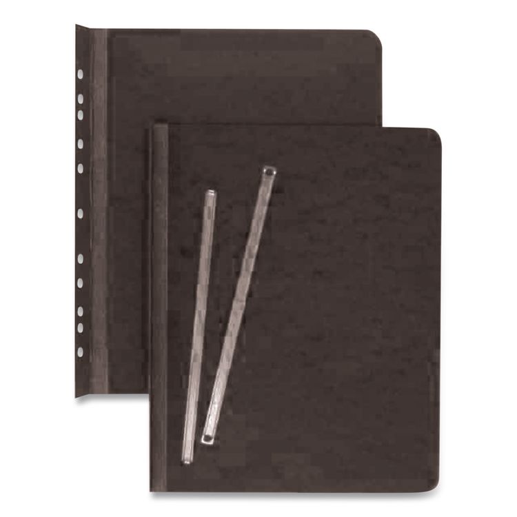 PRESSTEX Report Cover with Tyvek Reinforced Hinge, Side Bound, Two-Piece Prong Fastener, 3" Capacity, 8.5 x 11, Black/Black