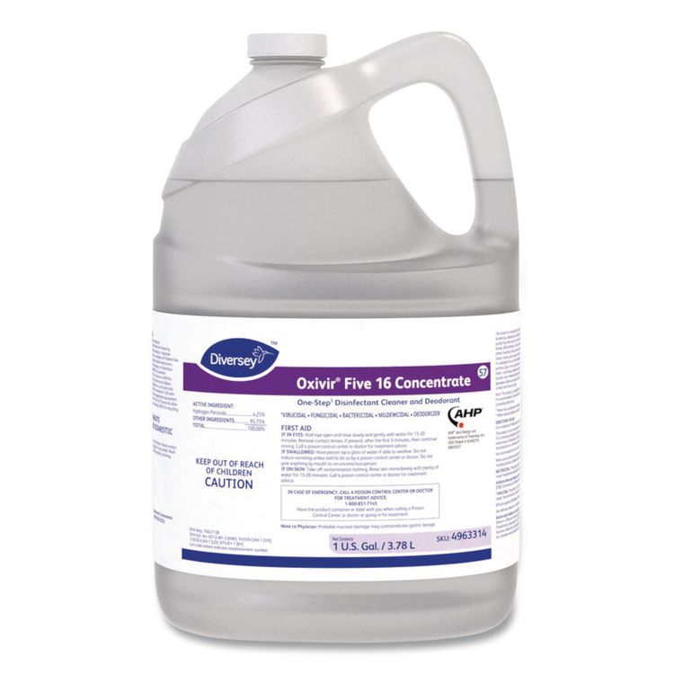 Five 16 One-Step Disinfectant Cleaner, Unscented, 1 gal Bottle, 4/Carton
