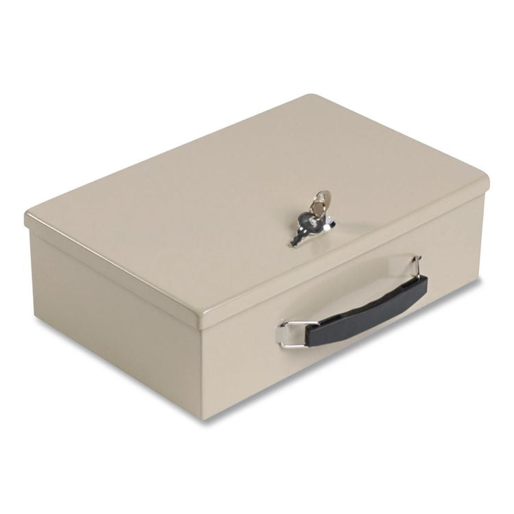 Fire Retardant Cash/Security Box, 1 Compartment, Key Lock, 4 x 12.75 x 8.25, Sand