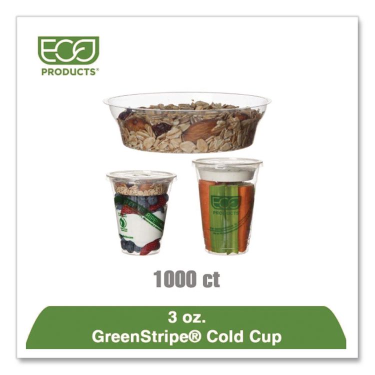 GreenStripe Cold Cup Inserts, 3 oz, Clear, Plastic, 1,000/Carton