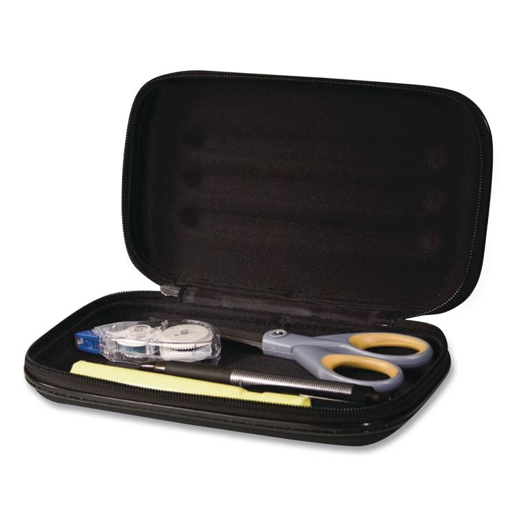 Large Soft-Sided Pencil Case, 8.75" x 5.25" x 2", Black