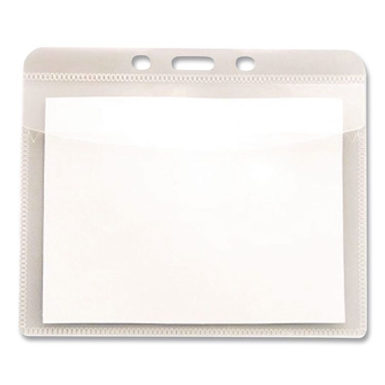 PVC-Free Badge Holders, Horizontal, Clear 4.5" x 4" Holder, 4.13" x 3.25" Insert, 50/Pack