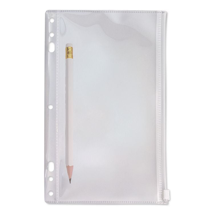 Zip-All Ring Binder Pocket, 2- to 7-Hole Punched, 6" x 9.5", Clear