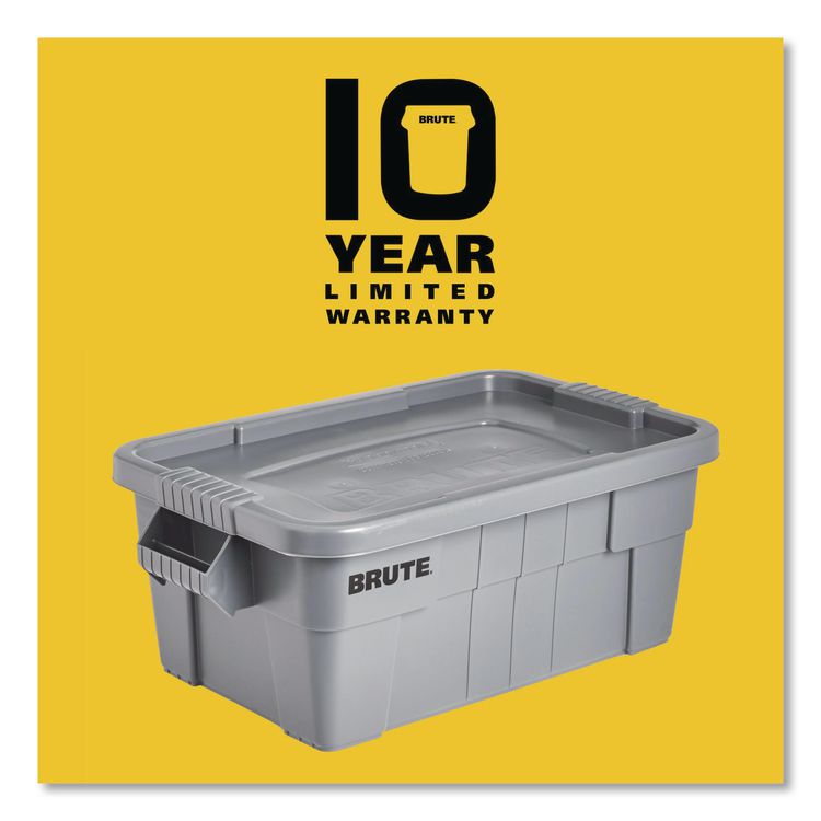 BRUTE Tote with Lid, 14 gal, 27.5" x 16.75" x 10.75", Gray