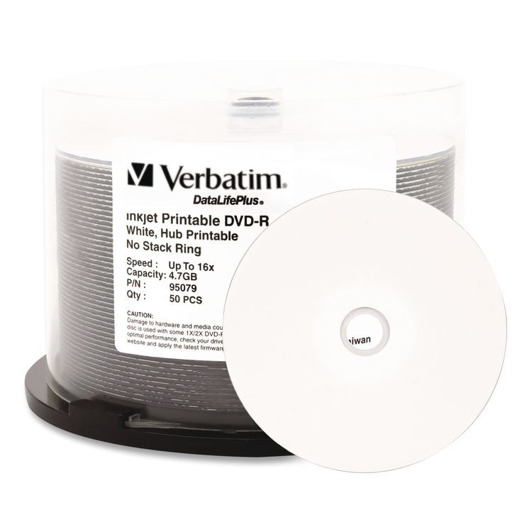 DVD-R DataLife Plus Printable Recordable Disc, 4.7 GB,16x, Spindle, White, 50/Pack