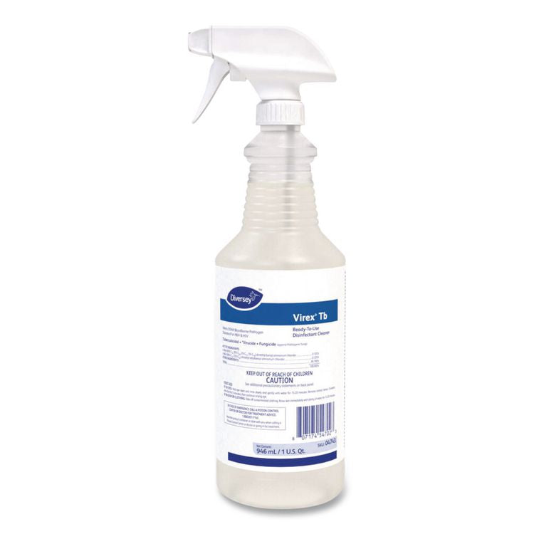 Virex TB Disinfectant Cleaner, Lemon Scent, Liquid, 32 oz Bottle, 12/Carton