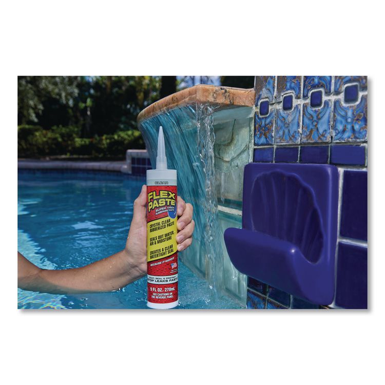 Flex Paste Super Thick Rubberized Paste, 9 oz Cartridge, Dries Clear, 4/Carton