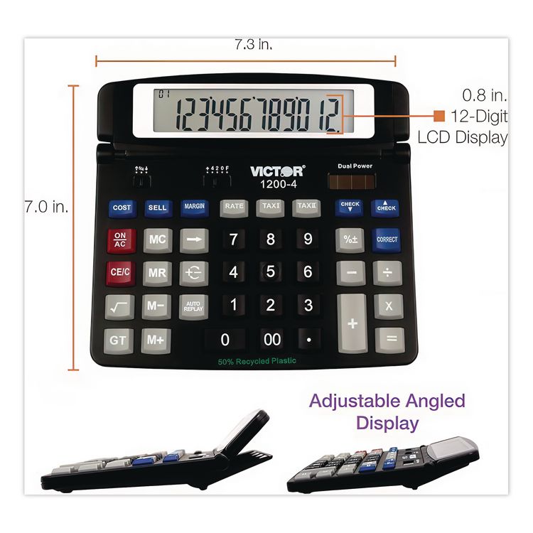1200-4 Business Desktop Calculator, 12-Digit LCD