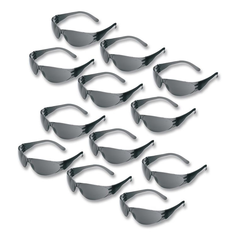 Checklite Safety Glasses, Frameless, Gray Single Hard Coat Scratch-Resistant Lens, 12/Box