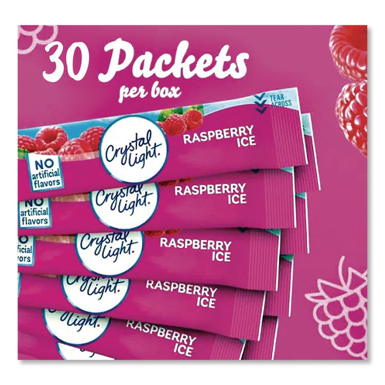 Flavored Drink Mix, Raspberry Ice, 0.08 oz Packet, 30/Box