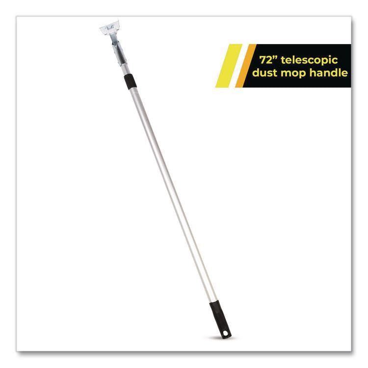 72" Aluminum Telescopic Dust Mop Handle, 1" dia x 42" to 72", Silver, 6/Pack