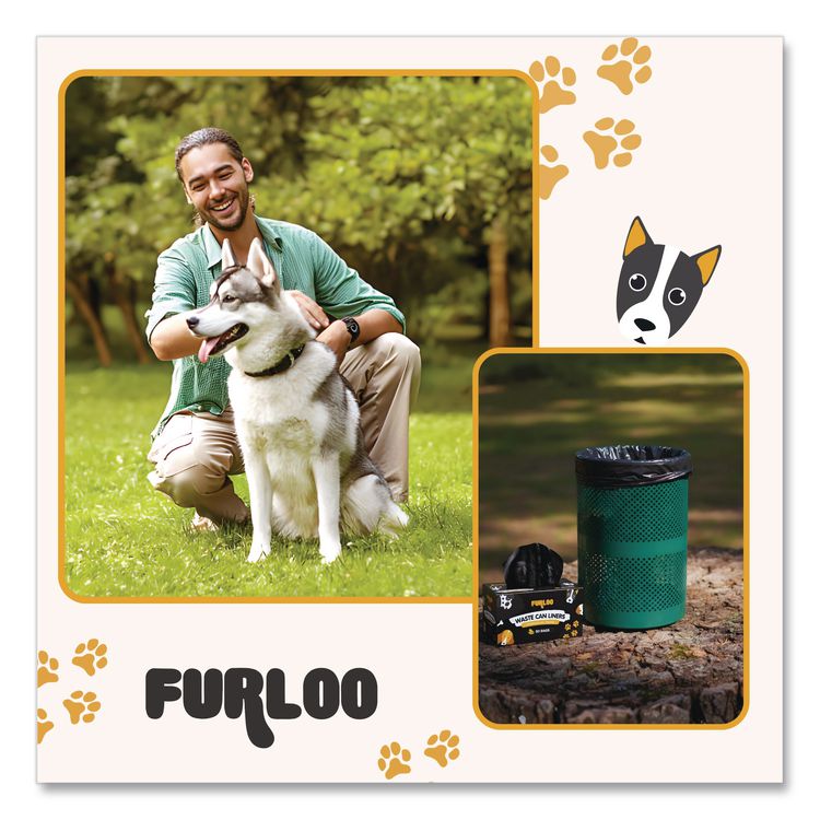 13-Gallon Heavy Duty Dog Waste Station Can Liners, Open-Face, 13 Gallons, 26" x 33", Black, 50 Bags/Roll, 2/Pack