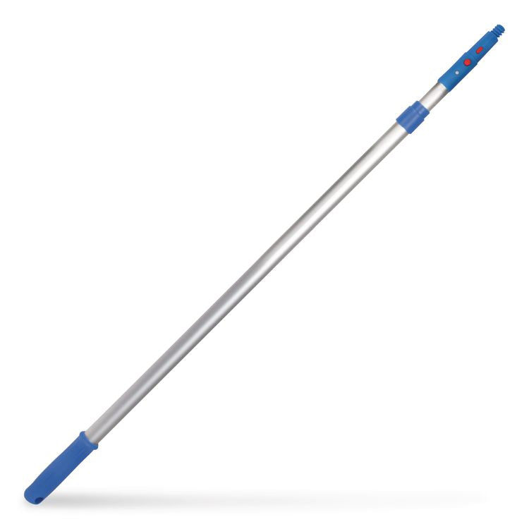 6 ft Telescopic Aluminum Extension Pole with Click/Lock Adapter Cone, 3.5 ft to 6 ft, Blue/Silver, 12/Carton