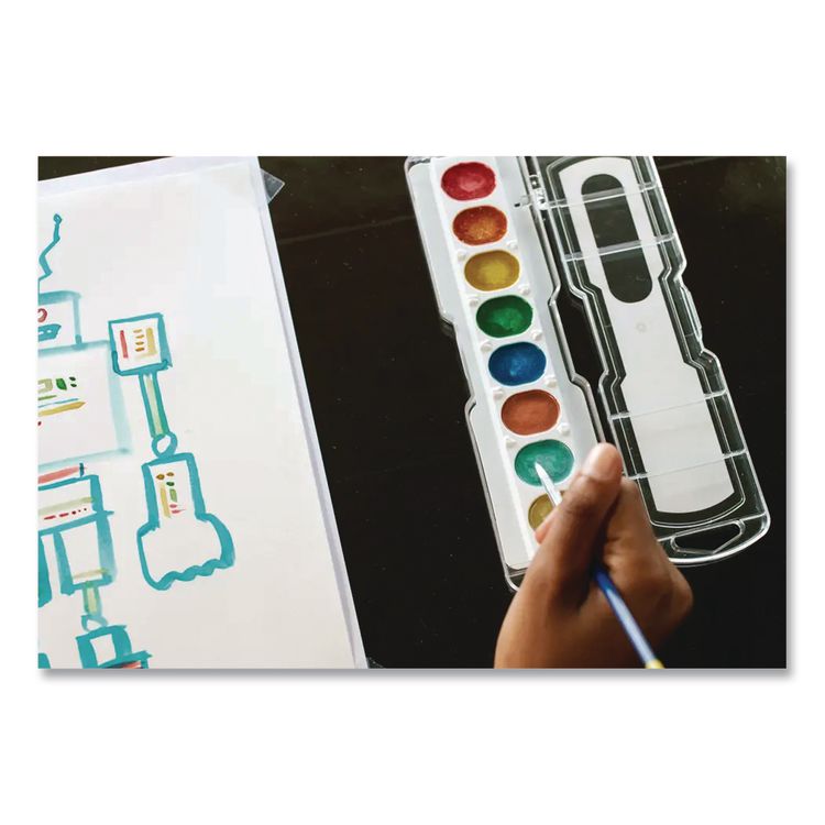 Semi-Moist Washable Watercolor Classic, Glitter and Metallic Master Pack, 8 Assorted Colors, Palette Tray, 36 Sets/Carton