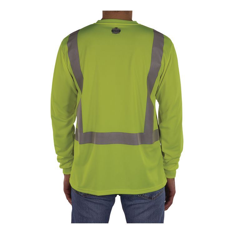 GloWear 8284 Class 2 Essential Hi-Vis Long Sleeve T-Shirt, 4X-Large, Lime