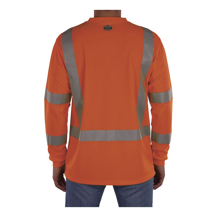 GloWear 8368 Class 3 Essential Hi-Vis Long Sleeve T-Shirt, X-Small, Orange