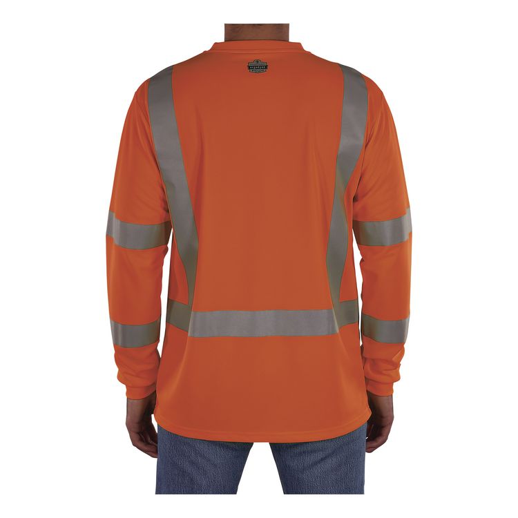 GloWear 8368 Class 3 Essential Hi-Vis Long Sleeve T-Shirt, Small, Orange