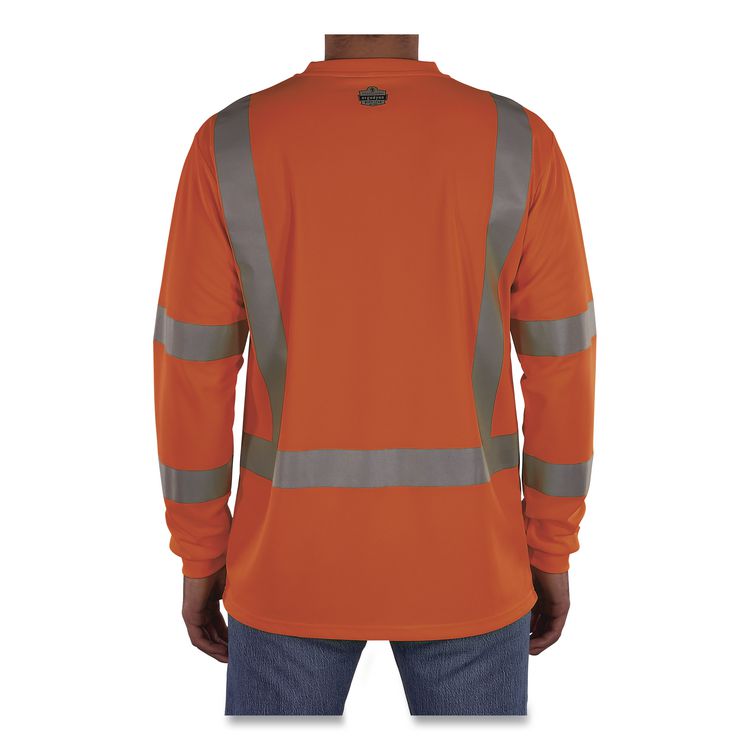 GloWear 8368 Class 3 Essential Hi-Vis Long Sleeve T-Shirt, 4X-Large, Orange