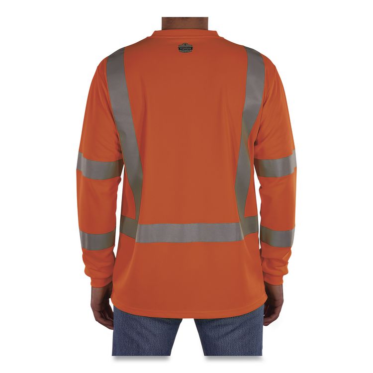 GloWear 8368 Class 3 Essential Hi-Vis Long Sleeve T-Shirt, 5X-Large, Orange