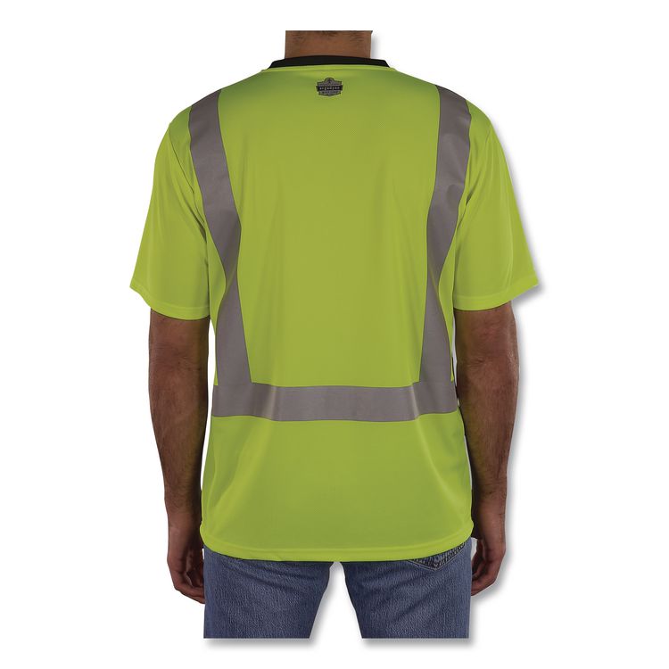 GloWear 8286BK Class 2 Essential Hi-Vis T-Shirt with Black Bottom, X-Small, Lime