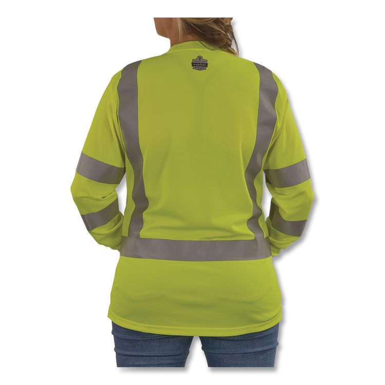 GloWear 8374 Class 3 Women's Essential Hi-Vis Long Sleeve T-Shirt, Large, Lime