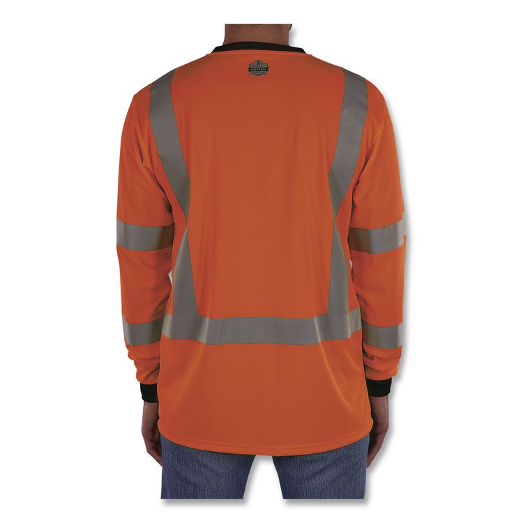 GloWear 8369BK Class 3 Essential Hi-Vis Long Sleeve T-Shirt with Black Bottom, Large, Orange
