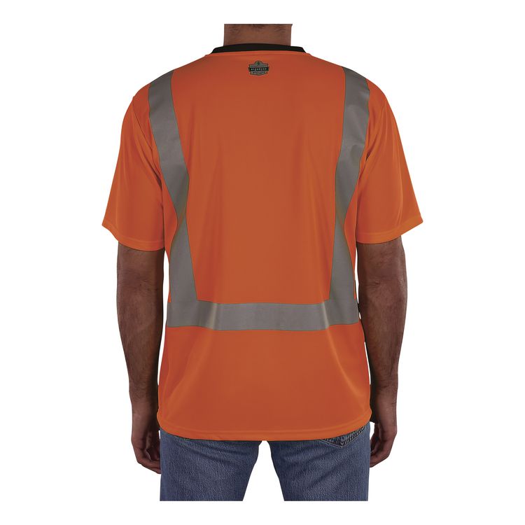 GloWear 8286BK Class 2 Essential Hi-Vis T-Shirt with Black Bottom, X-Large, Orange