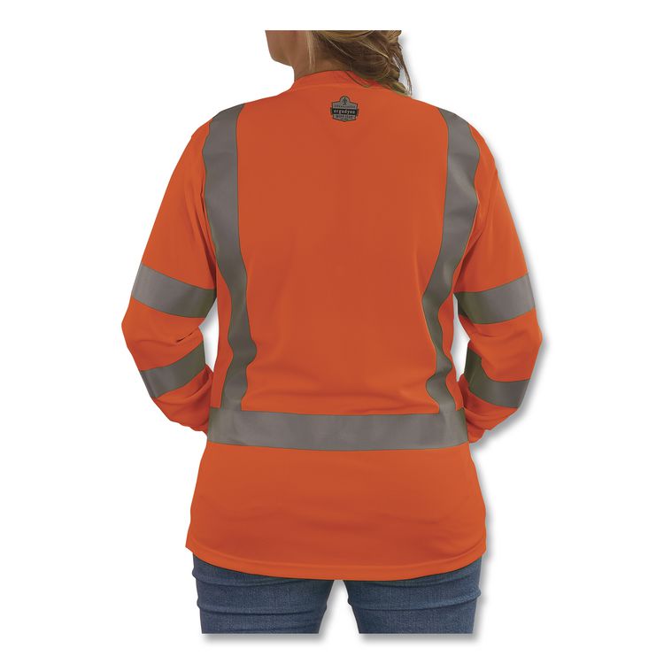 GloWear 8374 Class 3 Women's Essential Hi-Vis Long Sleeve T-Shirt, 3X-Large, Orange
